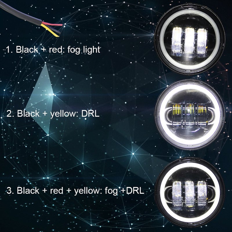 OPP ULITE Harley 4B Fog Lights - 2pcs 4.5 Inch 60W LED Fog Lights with White Halo Ring Angel Eyes DRL Offroad Lamp for Motorcycle - Image 5